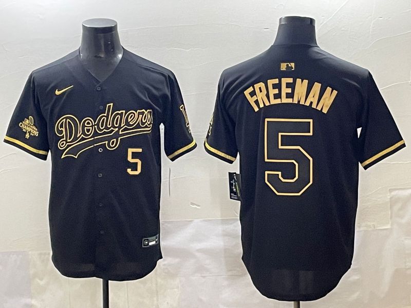 Men 2025 Los Angeles Dodgers #5 Freeman Black Gold Five generations Nike MLB Jersey style 3->los angeles dodgers->MLB Jersey